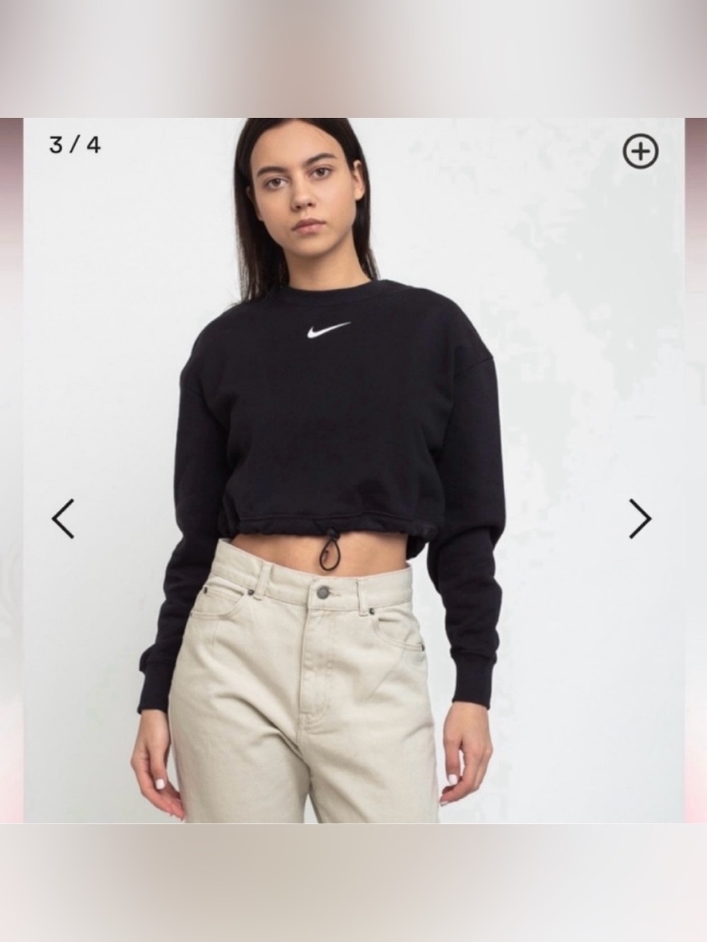 Nike Black Sportswear Swoosh Crewneck sweatshirt with drawstring adjustable